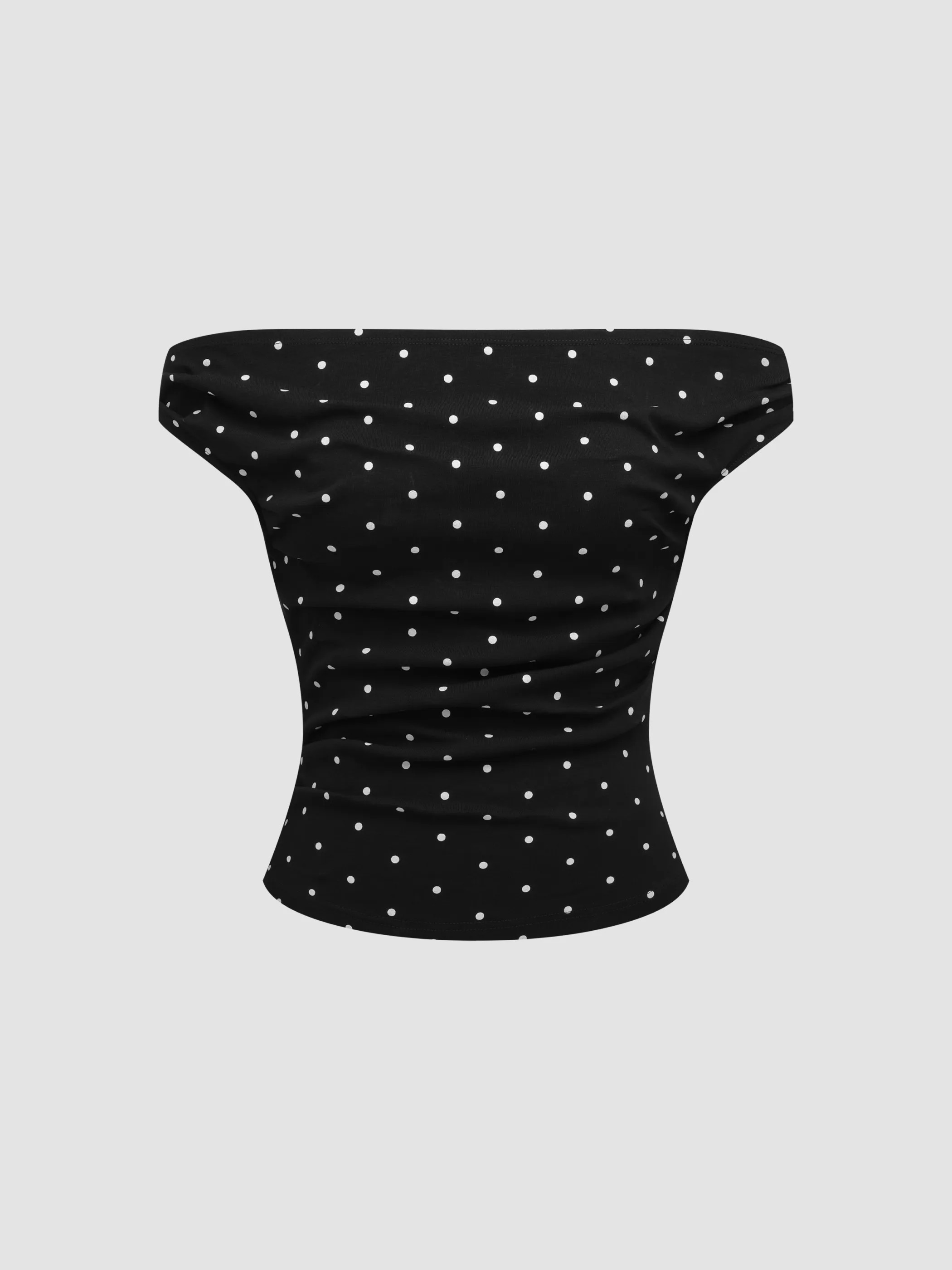 Knit Fabric Polka Dot Ruched Top For Daily Casual | Cider