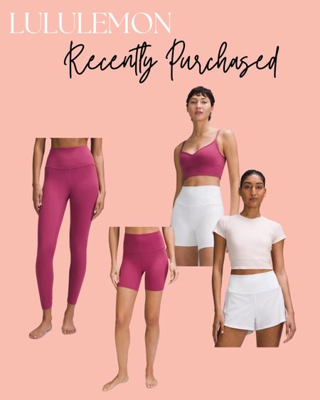 Washed mauve and strawberry milkshake Lululemon / align shorts / align leggings / swift crop top / sweetheart bra top 

#LTKfitness