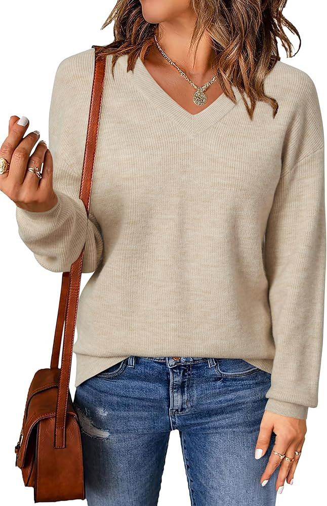 Arach&Cloz Women's Wool Blend V Neck Fall Business Casual Sweater Tops 2025 | Amazon (US)