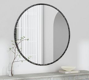 Rodan Hammered Iron Framed Round Mirror - 51" | Pottery Barn (US)