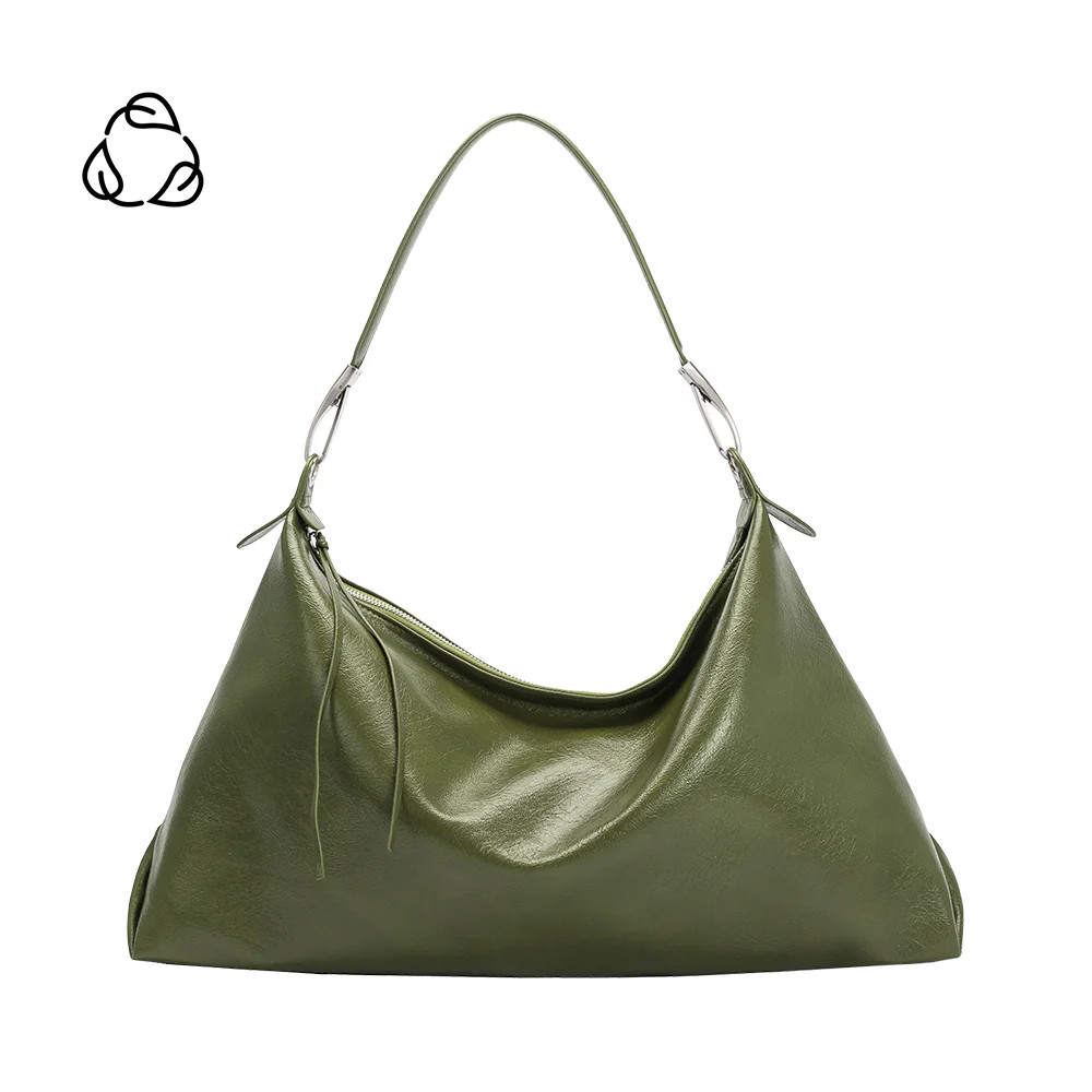 Olive Charlie Large Crinkly Recycled Vegan Leather Tote Bag | Melie Bianco | Melie Bianco