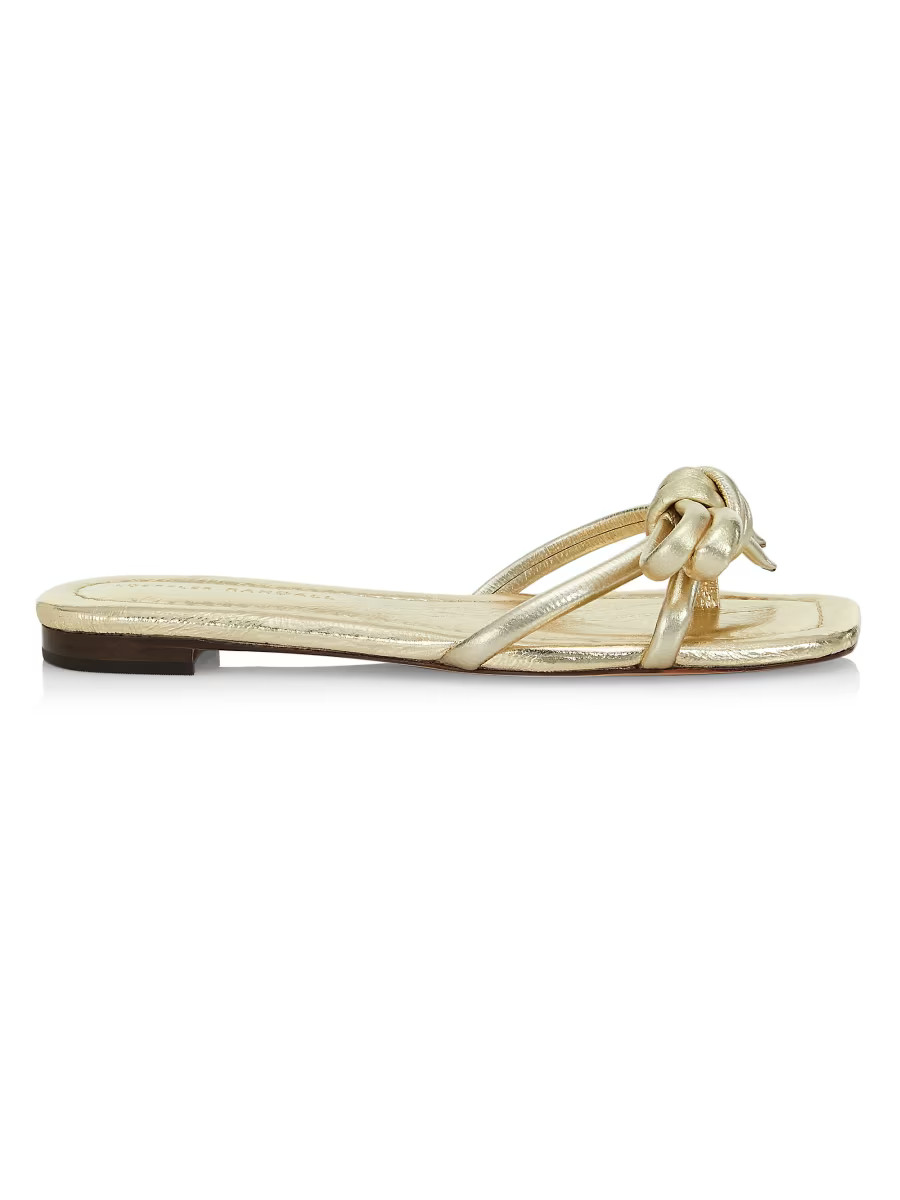 Hadley Metallic Leather Bow Sandals | Saks Fifth Avenue