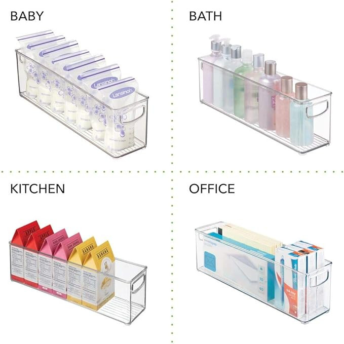 mDesign Plastic Stackable Kitchen Pantry Cabinet, Refrigerator or Freezer Food Storage Bins with ... | Amazon (US)