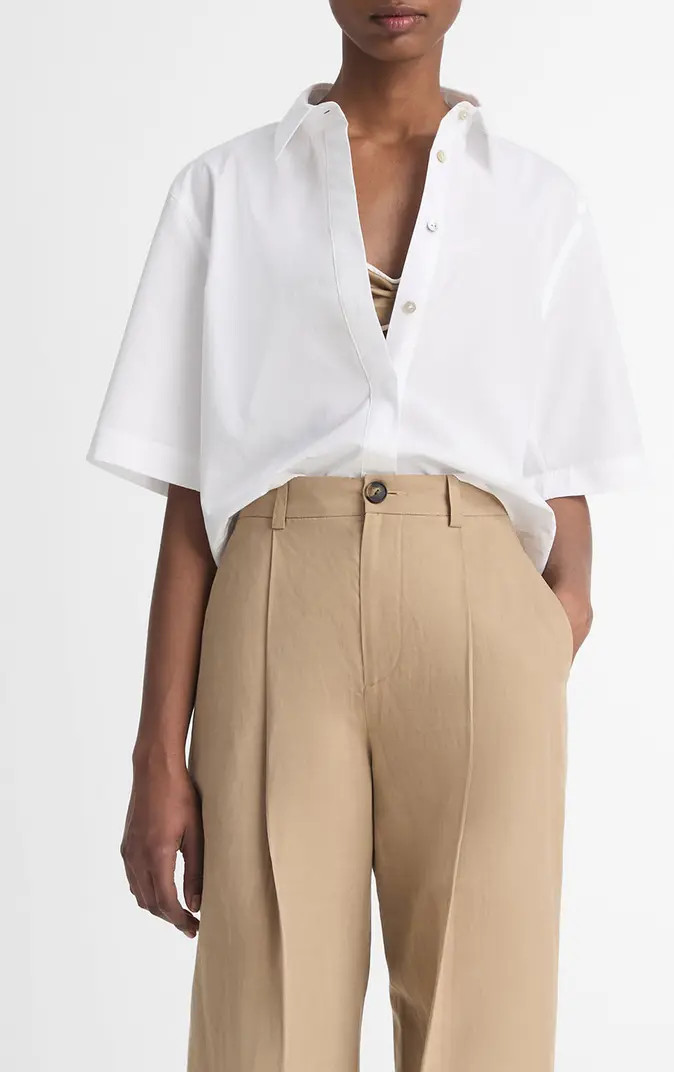 Vince Oversize Crop Cotton Shirt | Nordstrom | Nordstrom