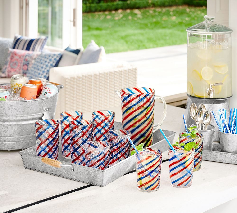 Americana Stripe Outdoor Pitcher | Pottery Barn (US)