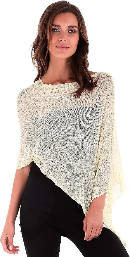 SHU-SHI Womens Sheer Knit Poncho Shrug Lightweight Cover Up One Size Fits Most | Amazon (US)