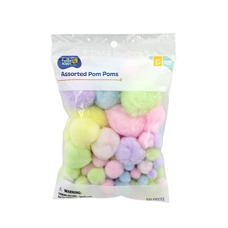 Hello Hobby 100pc Pom Poms, Pastel Multicolor 0.2lb | Walmart (US)