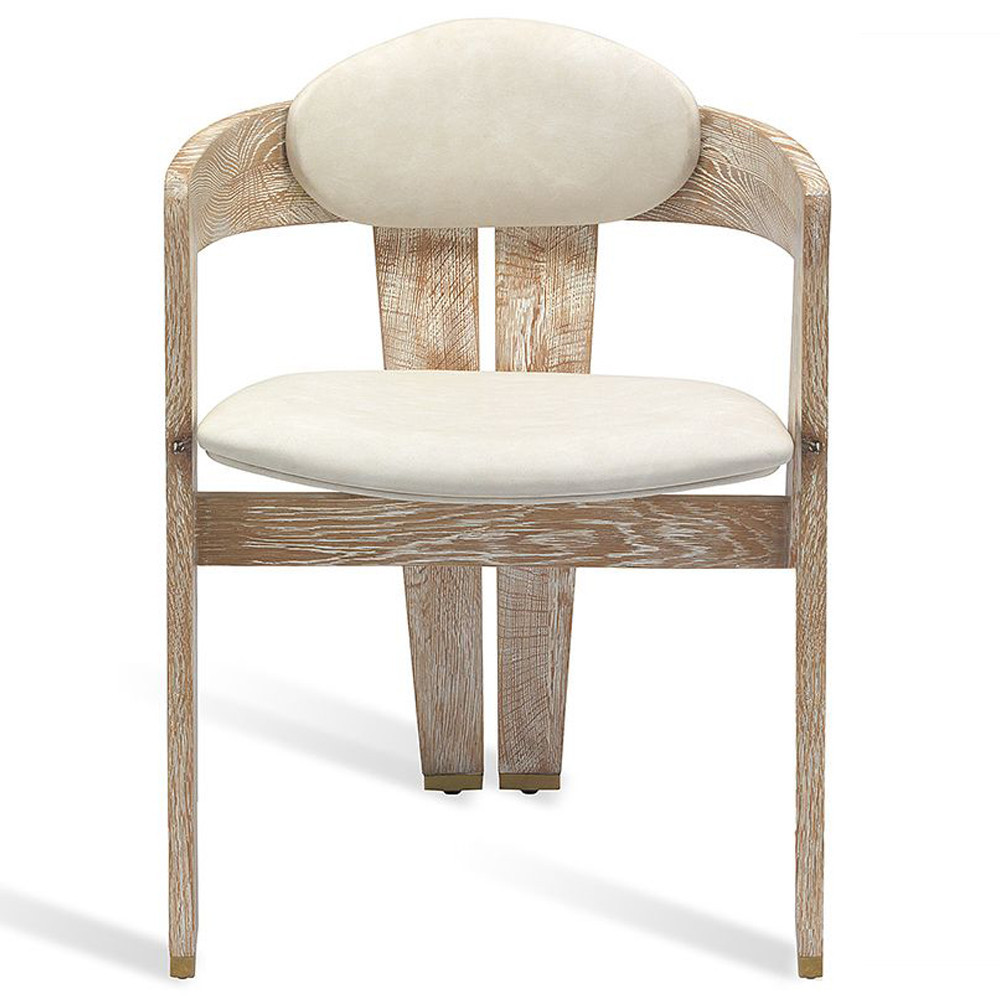 Maryl Modern Cream Faux Leather Upholstered Wood Dining Chair | Kathy Kuo Home