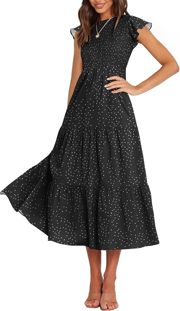 BTFBM Women Casual Short Sleeve Crew Neck Summer Dress Bohemian Floral Printed Flowy Maxi Dresses... | Amazon (US)