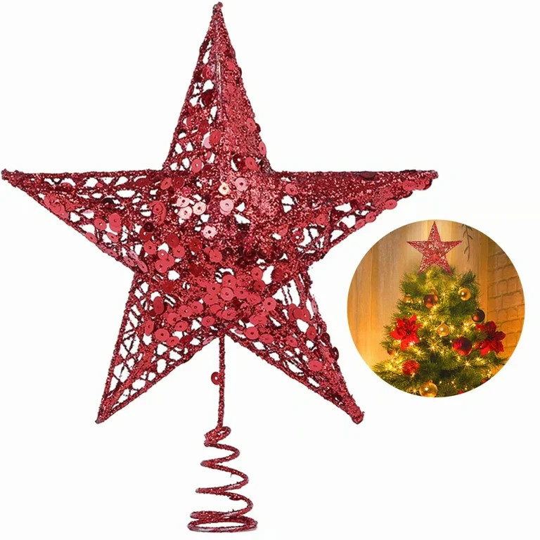 Christmas Tree Star Topper, 10 Inch Xmas Tree Topper Star Christmas Decoration Glittered Tree-top... | Walmart (US)