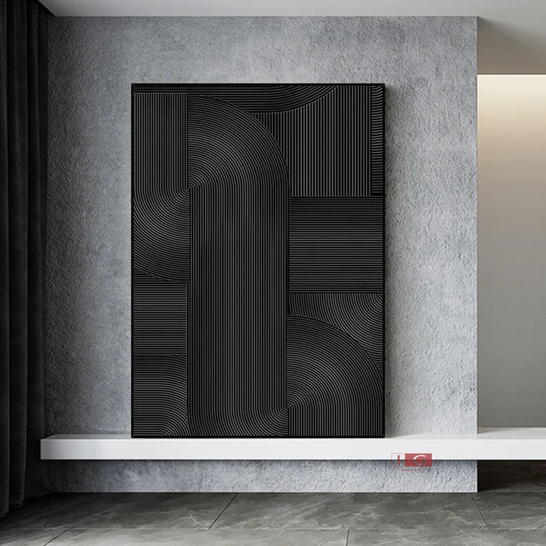 Black Wall Art Black Wall Decor Black Abstract Art Black 3D - Etsy | Etsy (US)