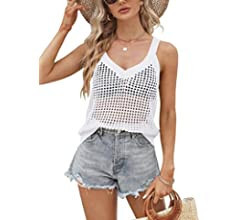 Berryou Womens Tank Tops Hollow Out Crochet Knit Pullover Sweater Summer Sleeveless V Neck Vest L... | Amazon (US)