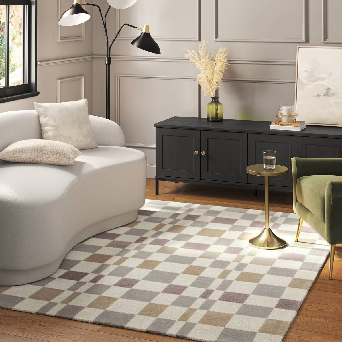 Checkered Woven Flatweave Area Rug White - Threshold™ | Target