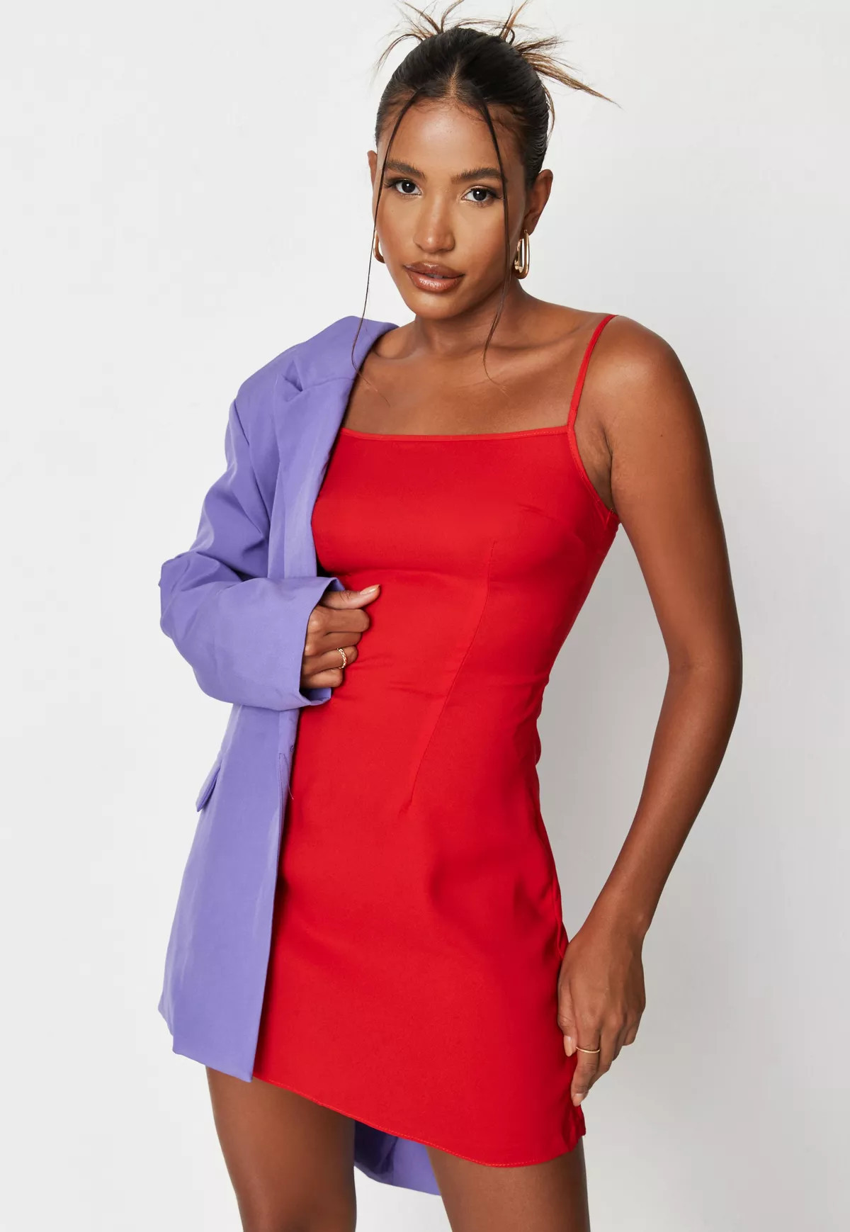 Missguided - Red Square Neck Cami Skater Dress | Missguided (US & CA)