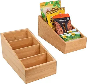 HTB 4-Section Snack Organizer with Removable Dividers for Kitchen, Cabinet, Office, Countertop, 2... | Amazon (US)