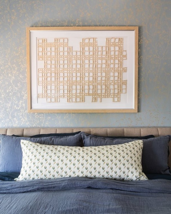 A little quieter, a little moodier, and exactly what a primary bedroom should be.

We kept our clients’ existing bed and built around it with new furnishings, bedside sconces, and a subtle York wallpaper that has the prettiest shimmer when the light hits it.

And if you look closelt you can see that yes, we wallpapered the light switch too. It’s all in the details. ✨