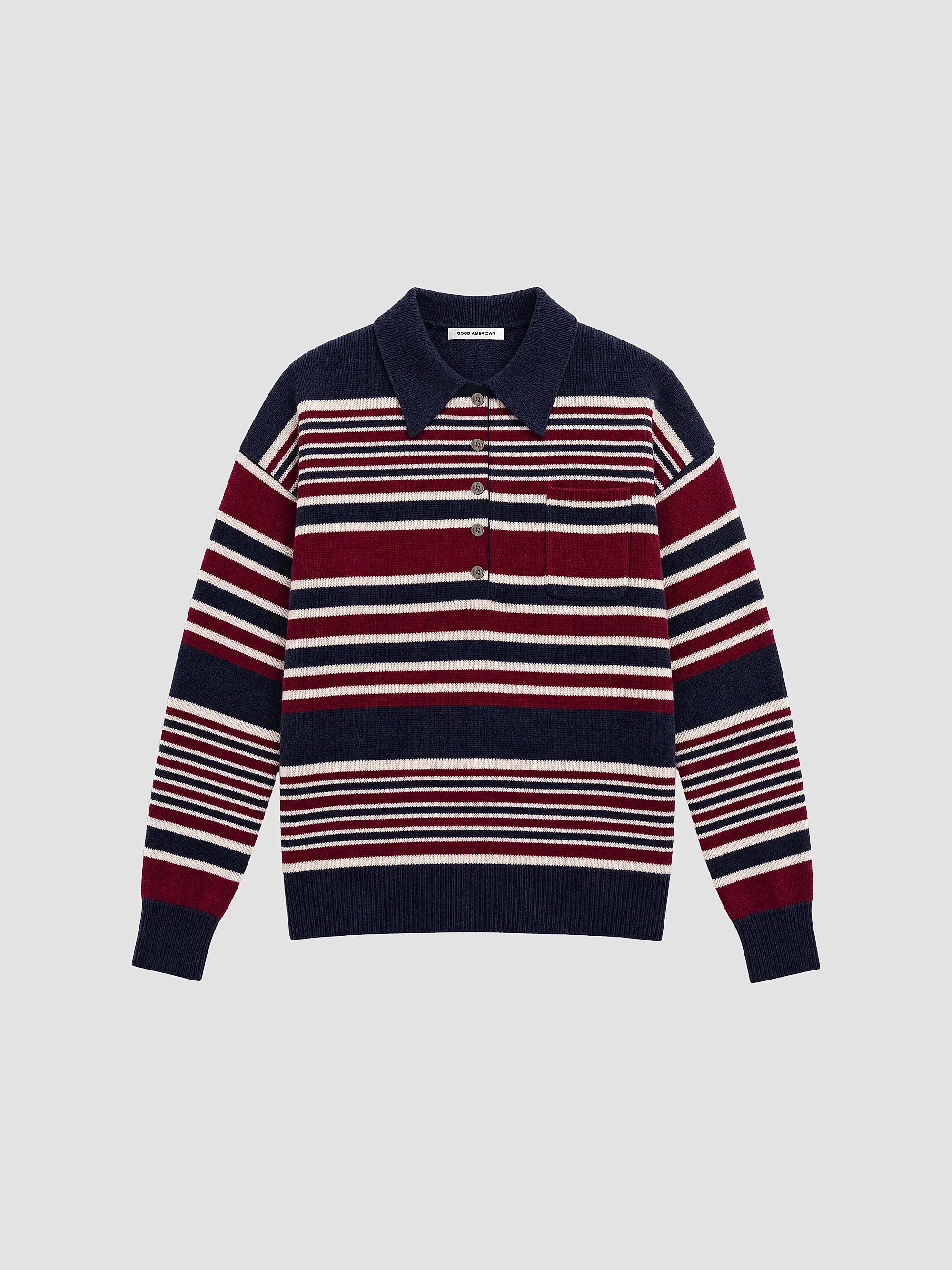 Good American The Oversized Striped Rugby Sweater | Saks Fifth Avenue | Saks Fifth Avenue