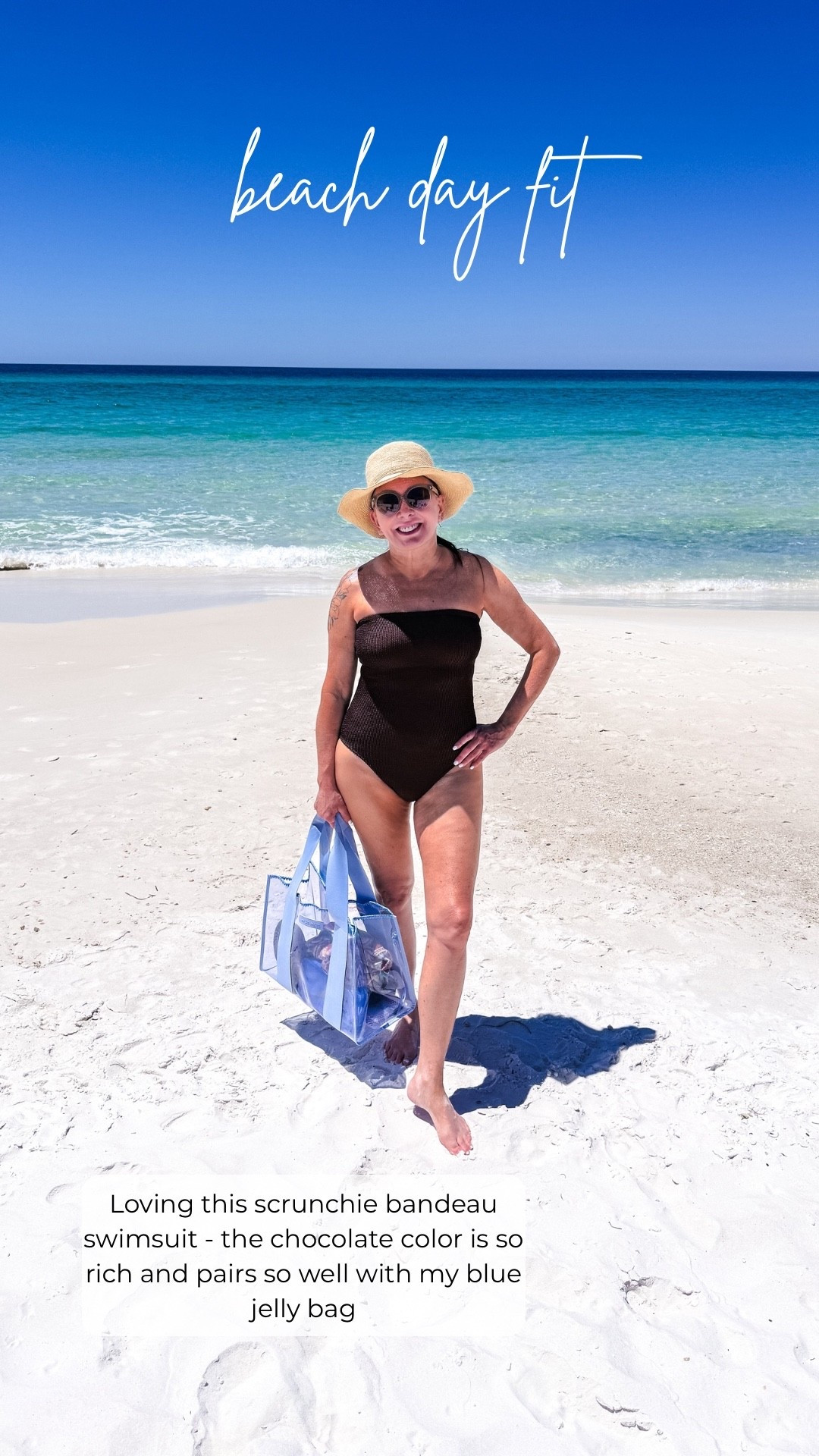 This J Crew bandeau swimsuit is so pretty and comfortable with built in bra.  My Helen Kaminsky packable beach hat never looses its shape, I’ve had it for years and still looks brand new.  The Case Mate jelly tote is my new favorite beach accessory.  

Amie Pagan, beach fit, beach essentials.

#LTKootd #LTKSeasonal #LTKTravel
