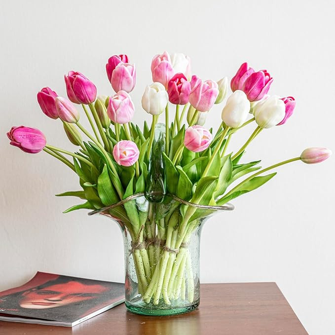 40pcs Artificial Tulips Flowers,Soft Touch Latex Bouquet,Fake Tulips for Office Wedding Party Hom... | Amazon (US)