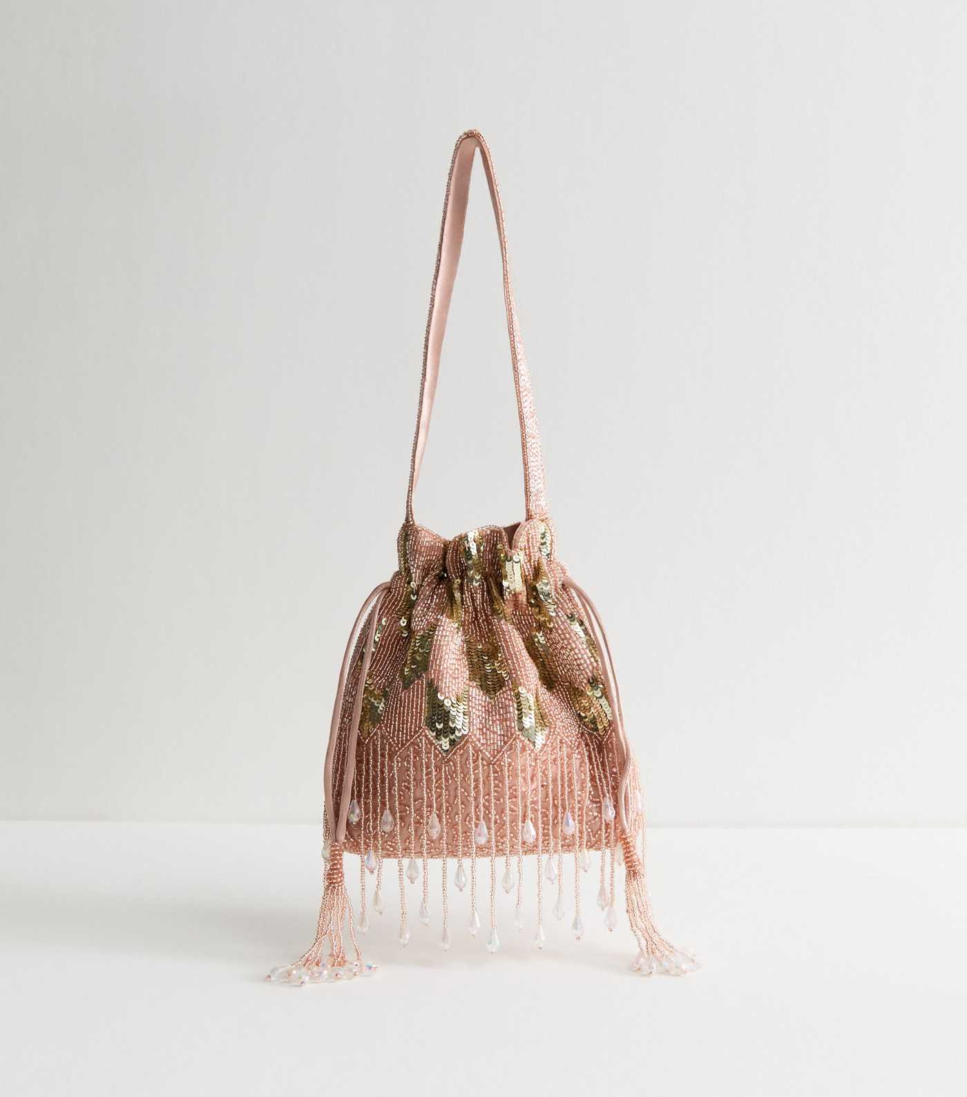 Pink Sequinned and Beaded Satin Bag | New Look | New Look (UK)