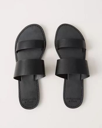 Double Strap Faux Leather Sandals | Abercrombie & Fitch (US)