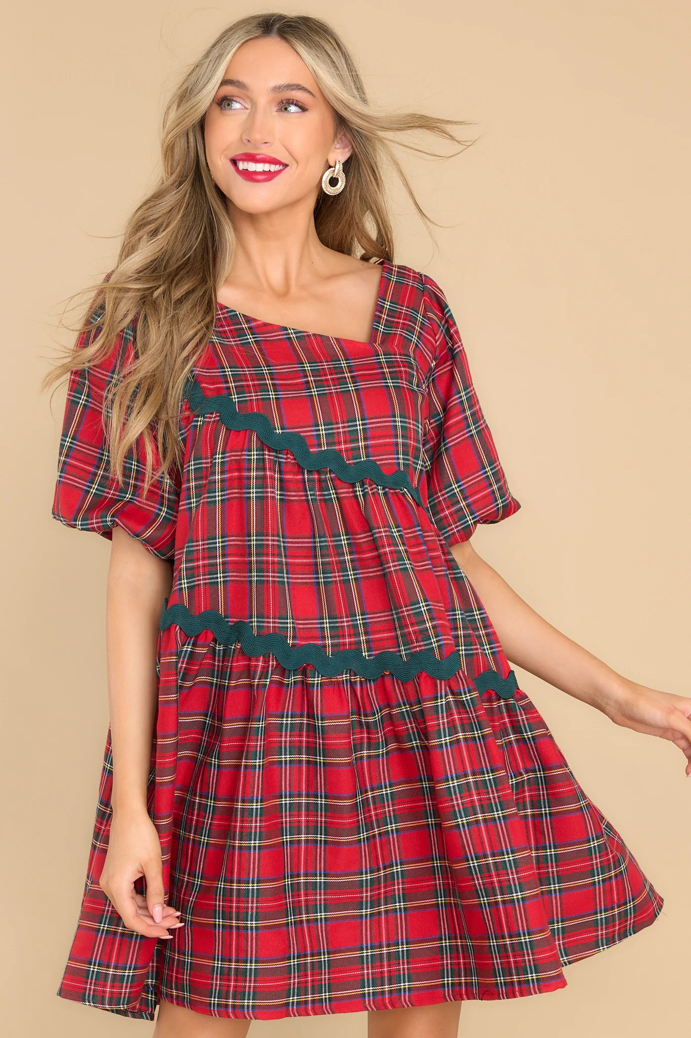 Peace And Joy Red Plaid Dress | Red Dress 