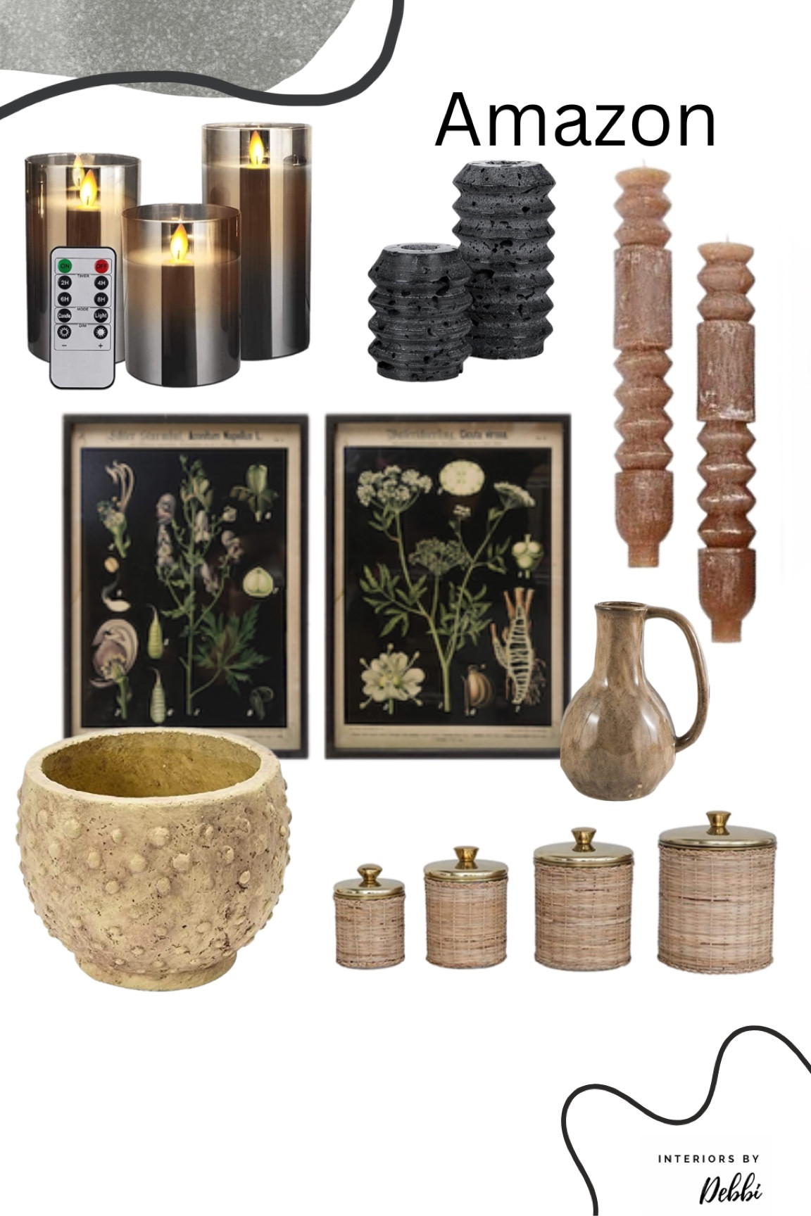 Home Decor
Frameless candles, marble candle holders, totem candles, botanical art, rattan canisters, hob nail pot
#founditonamazon

#LTKhome #LTKSeasonal
