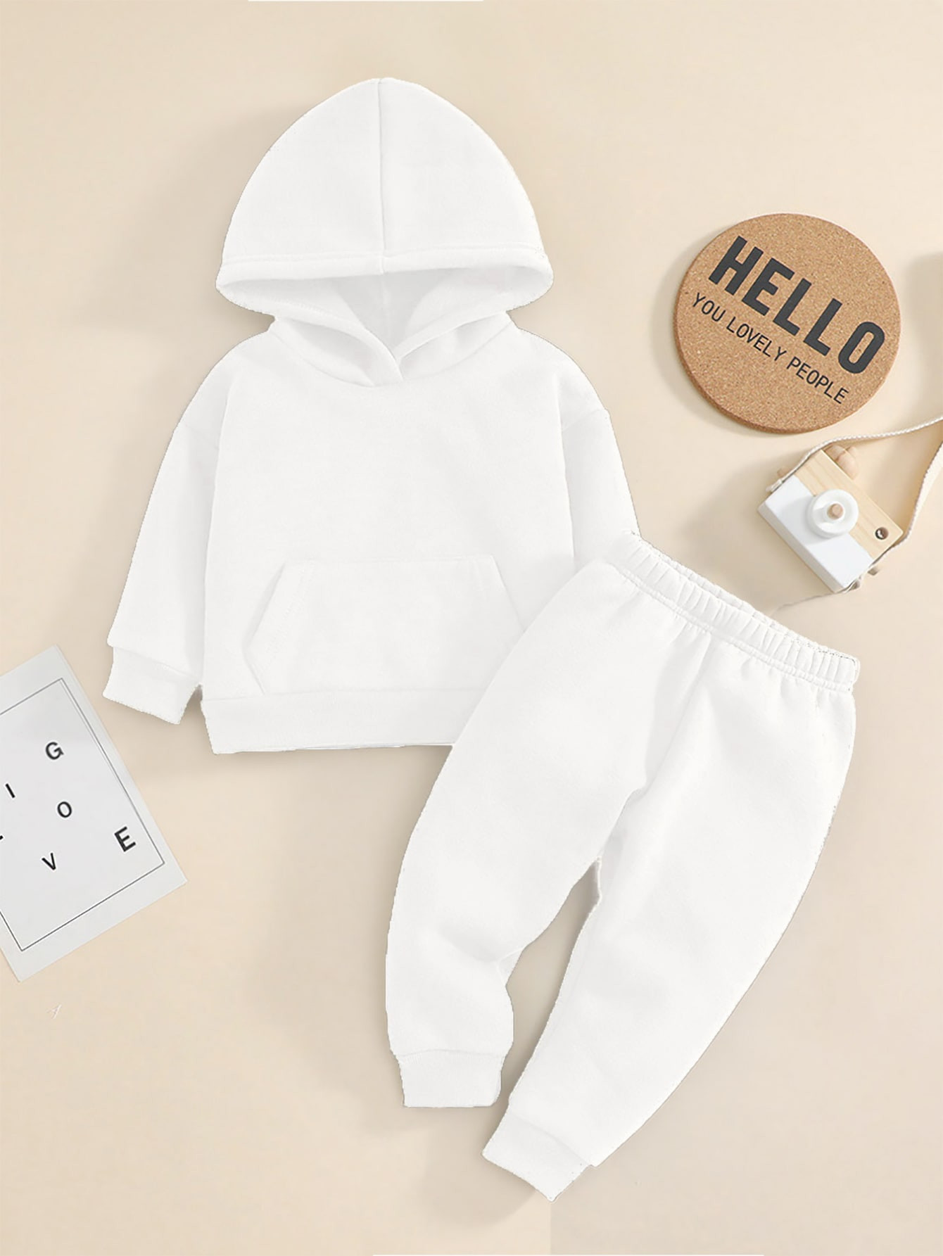 Baby Kangaroo Pocket Hoodie & Sweatpants | SHEIN