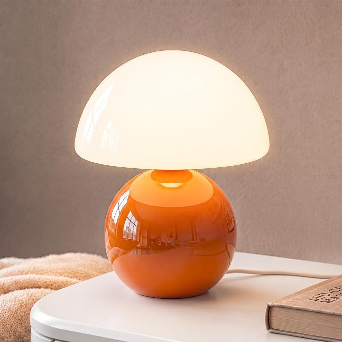 Mushroom Lamp Table Lamp for Bedroom-Small Desk Table Lamps,Orange | 8.7" Mid Century Modern Tabl... | Amazon (US)