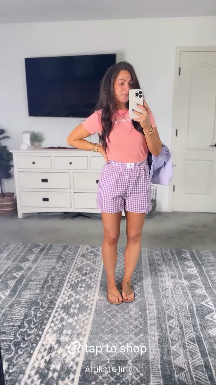 Do you like the boxer shorts trend? I definitely do-such a cute fun option and they double as a swim coverup! These are priced SO well!! TTS and come in a ton of colorss

#LTKSaleAlert #LTKSwim #LTKootd