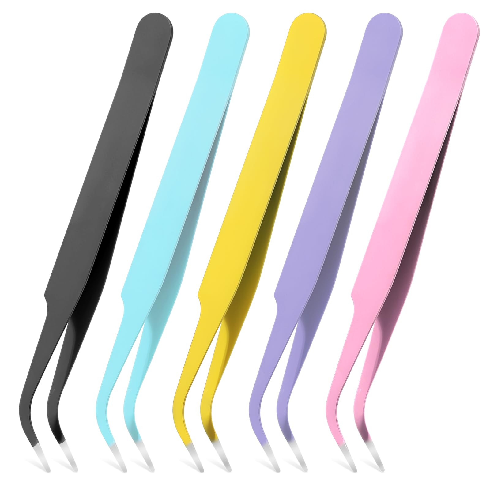 5 Pcs Curved Craft Tweezers, Upgraded Anti-Static Stainless Steel Curved of Tweezers Multipurpose... | Amazon (US)