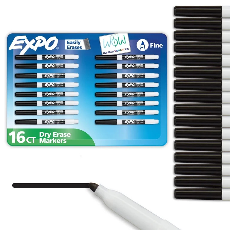 EXPO Dry Erase Markers, Black, Fine Tip, 16 Count | Walmart (US)