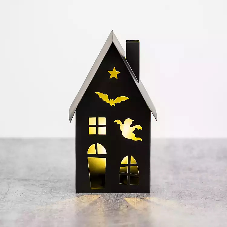 New! Black Metal LED Haunted House Statue, 10 in. | Kirkland's Home