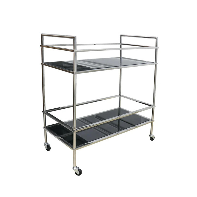 Click for more info about Luxe Glass & Steel Serving Table, Black