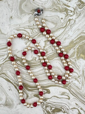 Gorgeous Vintage Faux Pearl Necklace with a European Silver Clasp c1930 | eBay US