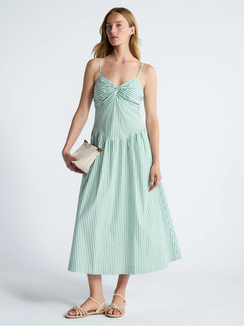 Free Assembly Women's Twist Front Sleeveless Maxi Dress with Drop Waist, Sizes XS-XXL | Walmart (US)