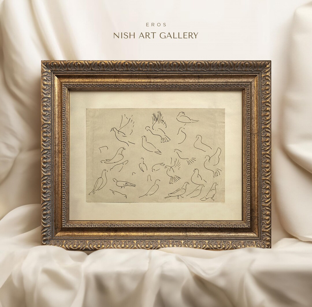 Vintage Art Framed, Birds Print, Line Art, Minimalist Art, Sketch Art, Vintage Drawing, Abstract ... | Etsy (US)