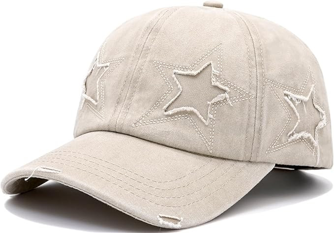 Retro Washed Distressed Baseball Cap with Five Pointed Stars for Women Men | Amazon (US)