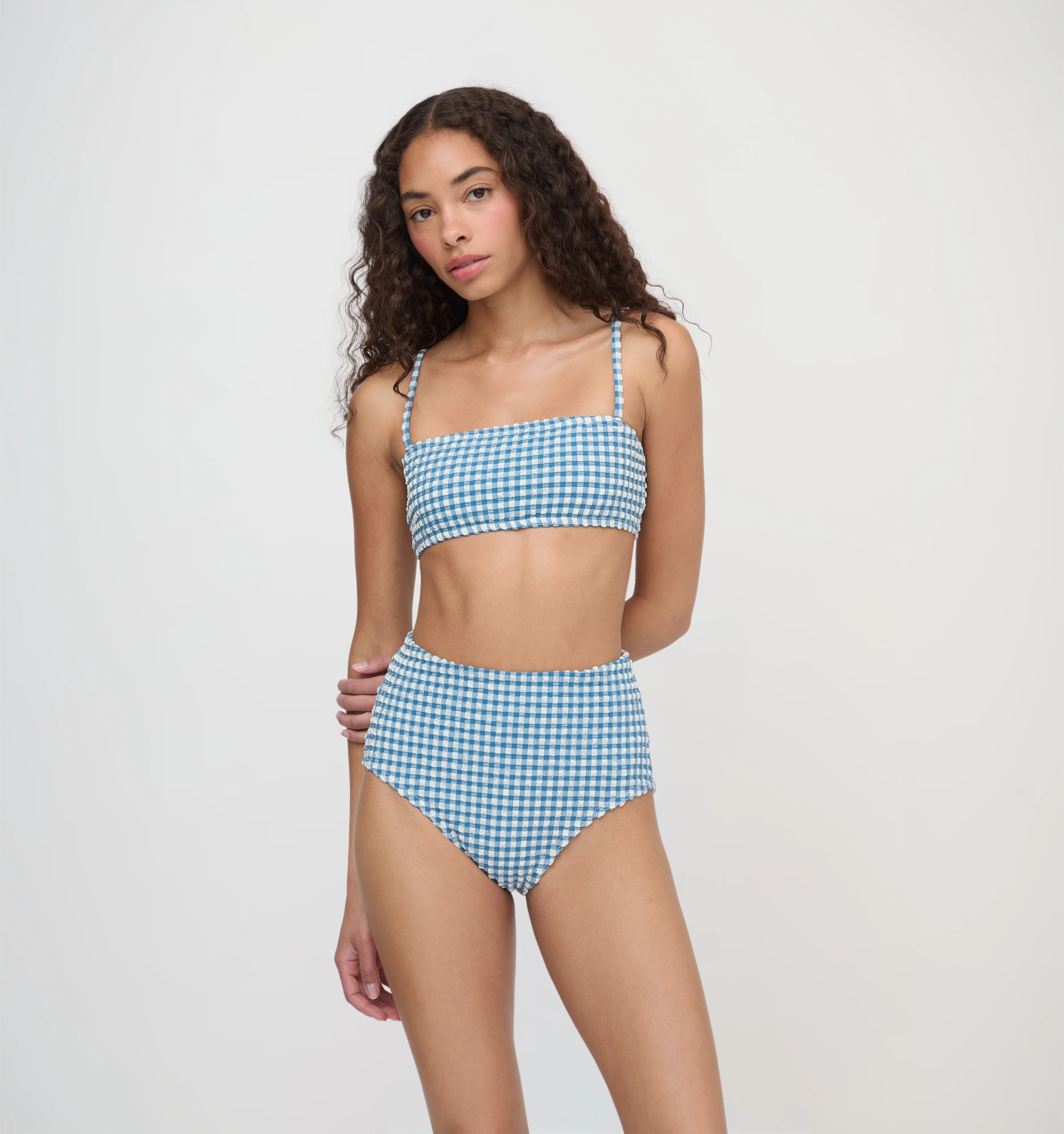 The Juno Bikini Set | Lagoon Gingham / XXS | Hill House Home | Hill House Home US