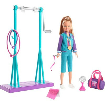 Barbie Team Stacie Doll and Gymnastics Playset with Spinning Bar and 7 Themed Accessories | Target