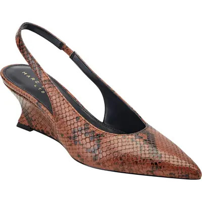 Marc Fisher Taten Slingback Pointed Toe Wedge Pump in Dark Red Embossed at Nordstrom, Size 7.5 | Nordstrom
