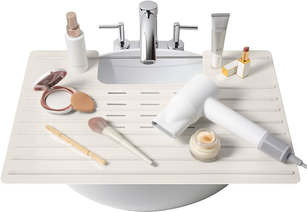 Bathroom Foldable Sink Cover for Counter Space - Sink Topper - Heat Resistant Silicone Mat & Over... | Amazon (US)