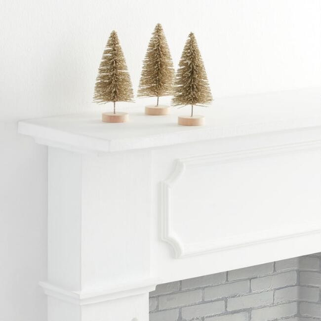 Champagne Gold Bottlebrush Tree Decor 3 Pack | World Market