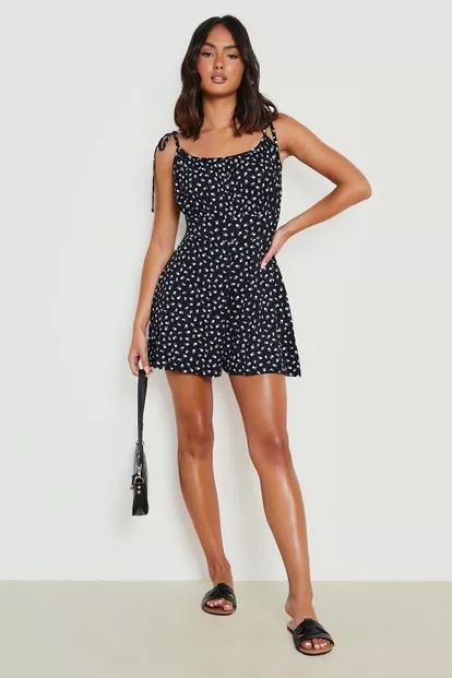 Floral Strappy Shirred Bust Flippy Playsuit | Boohoo.com (US & CA)