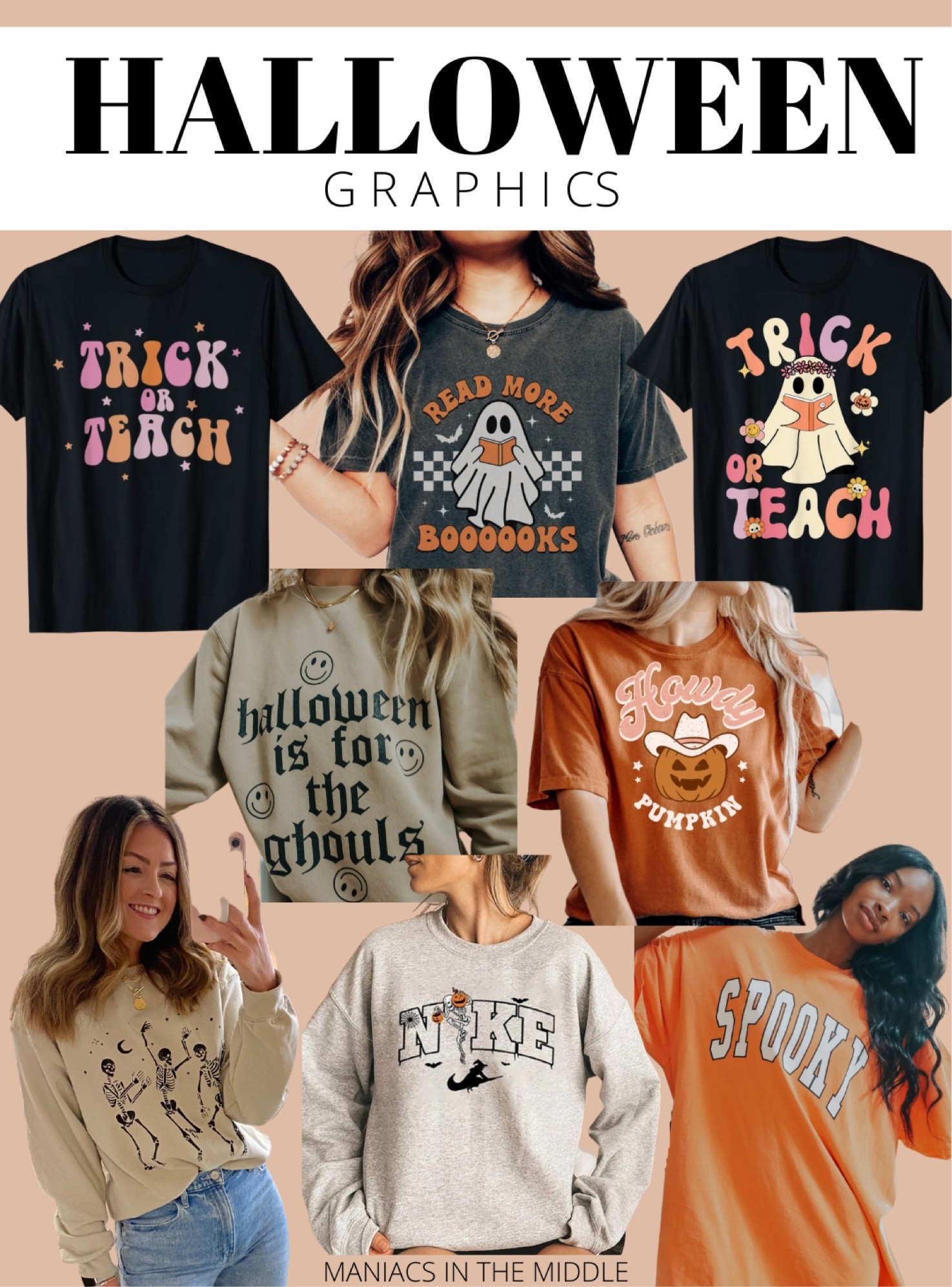 Halloween graphic tees. Perfect for Halloween in the classroom! 

Halloween, teacher tee, teacher graphic tee, teacher holiday tee, teacher outfit, classroom outfit 