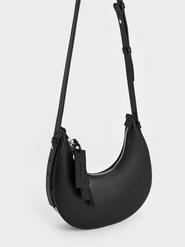 Noir Carey Crescent Hobo Bag | CHARLES & KEITH | Charles & Keith US