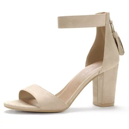 Womens Chunky High Heel Tassel Ankle Strap Sandals | Walmart (US)