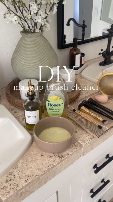 DIY \ makeup brush cleaner✨ Since I couldn’t find a good clean option, I decided to make one myself🙋🏻‍♀️ I use 2 tablespoons of non-toxic dish soap + 2 tablespoons of olive oil (or sub coconut oil). Mix together and clean your sponges/brushes while keeping them moisturized and lasting longer!!👌🏻👌🏻 I do this multiple times and week - it’s SO easy!✨✨

Clean beauty 
Skincare 

#LTKVideo #LTKbeauty #LTKhome