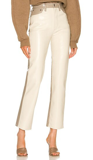 Paneled 90's Pinch Waist in Powder Recycled Leather & Quail Recycled Leather | Revolve Clothing (Global)