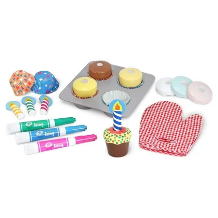 Melissa & Doug Bake and Decorate Wooden Cupcake Play Food Set - FSC Certified | Walmart (US)